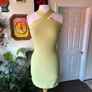 Light Green Cross-Neck Mini Dress